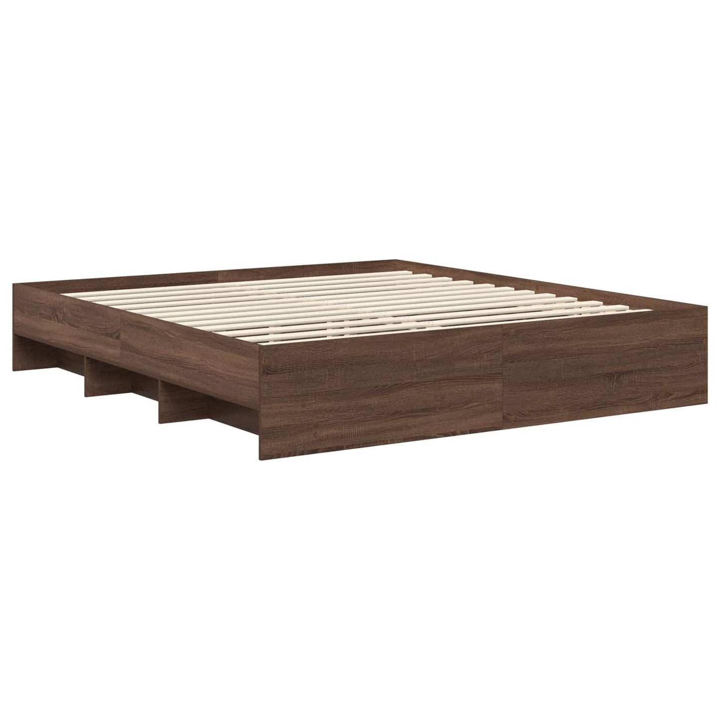Sengestamme med hodegjerde Brun Eik 200 x 200 cm Konstruert tre