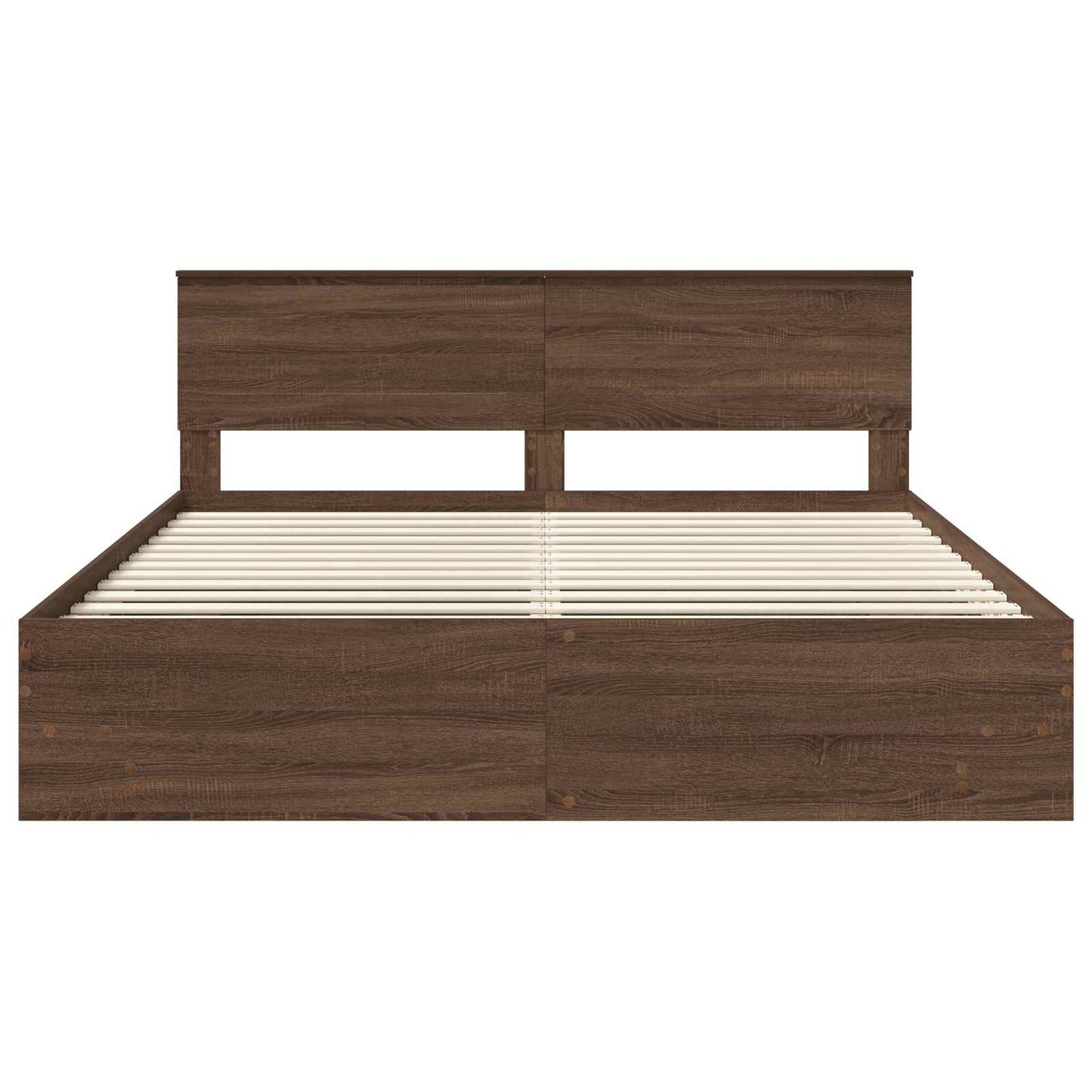 Sengestamme med hodegjerde Brun Eik 200 x 200 cm Konstruert tre
