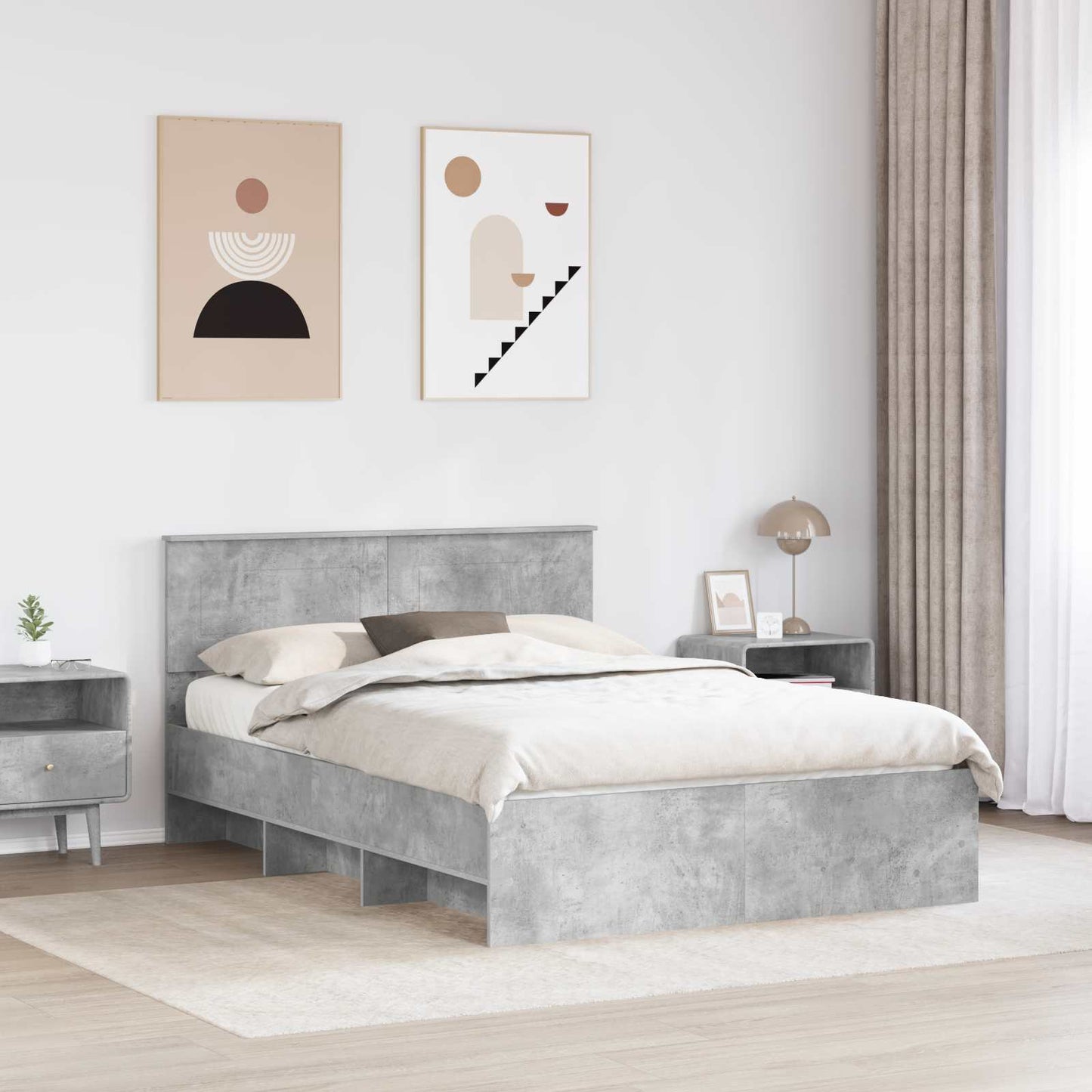 Sengestamme Betonggrå 160 x 200 cm Konstruert tre