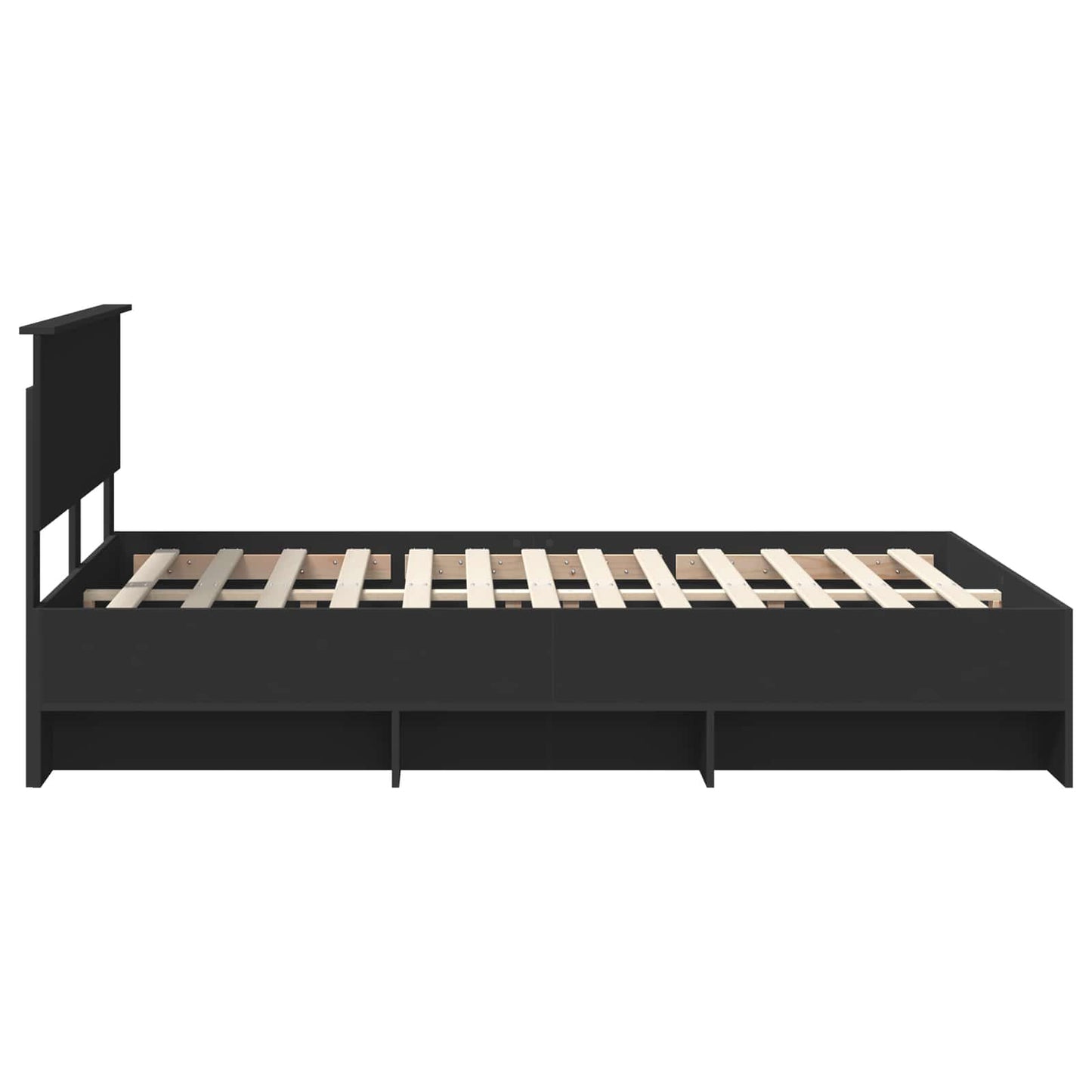 Sengestamme med hodegjerde Svart 140 x 200 cm Konstruert tre