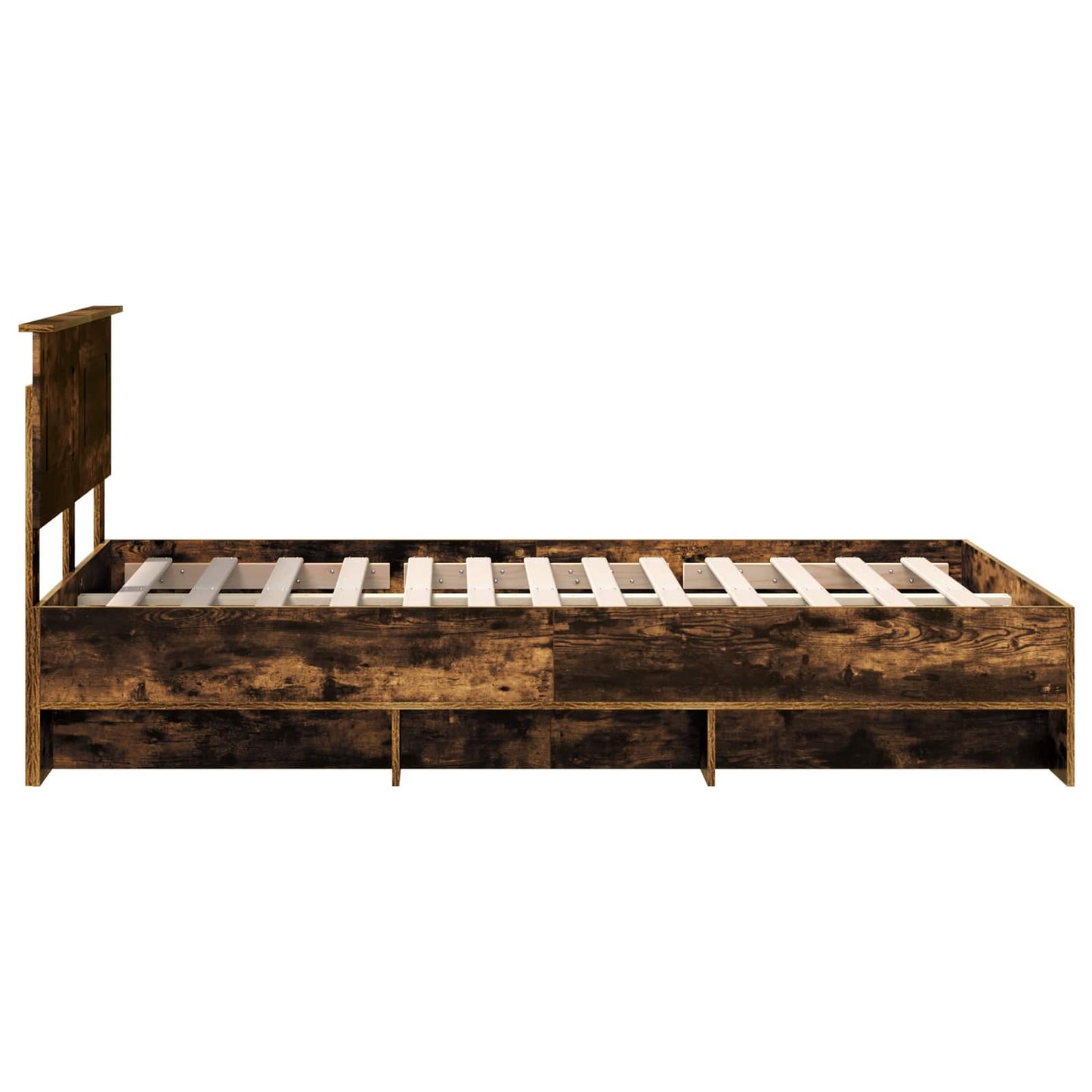 Sengestamme med hodegjerde Røkt eik 137 x 203 cm Konstruert tre