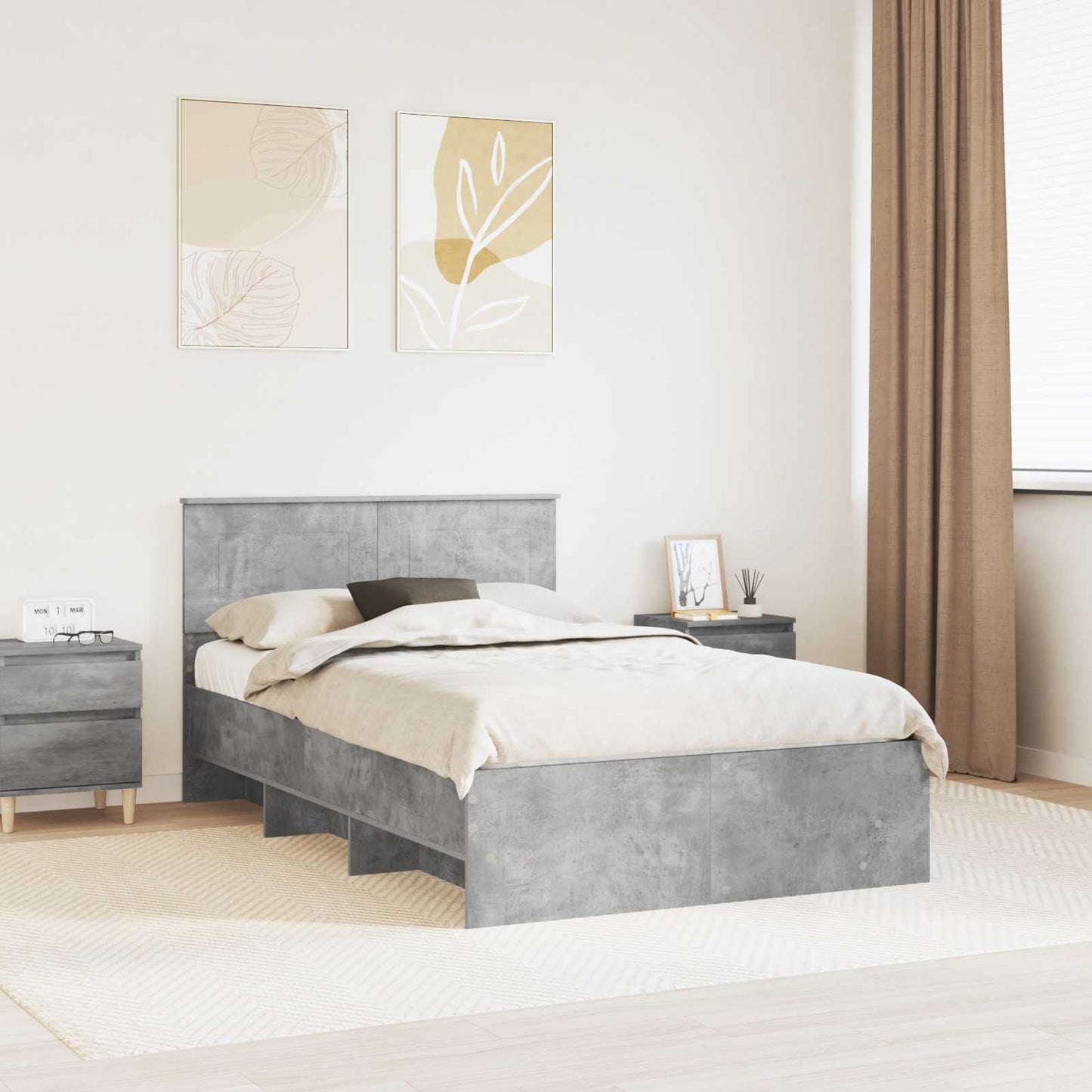 Sengestamme Betonggrå 120 x 123 cm Konstruert tre