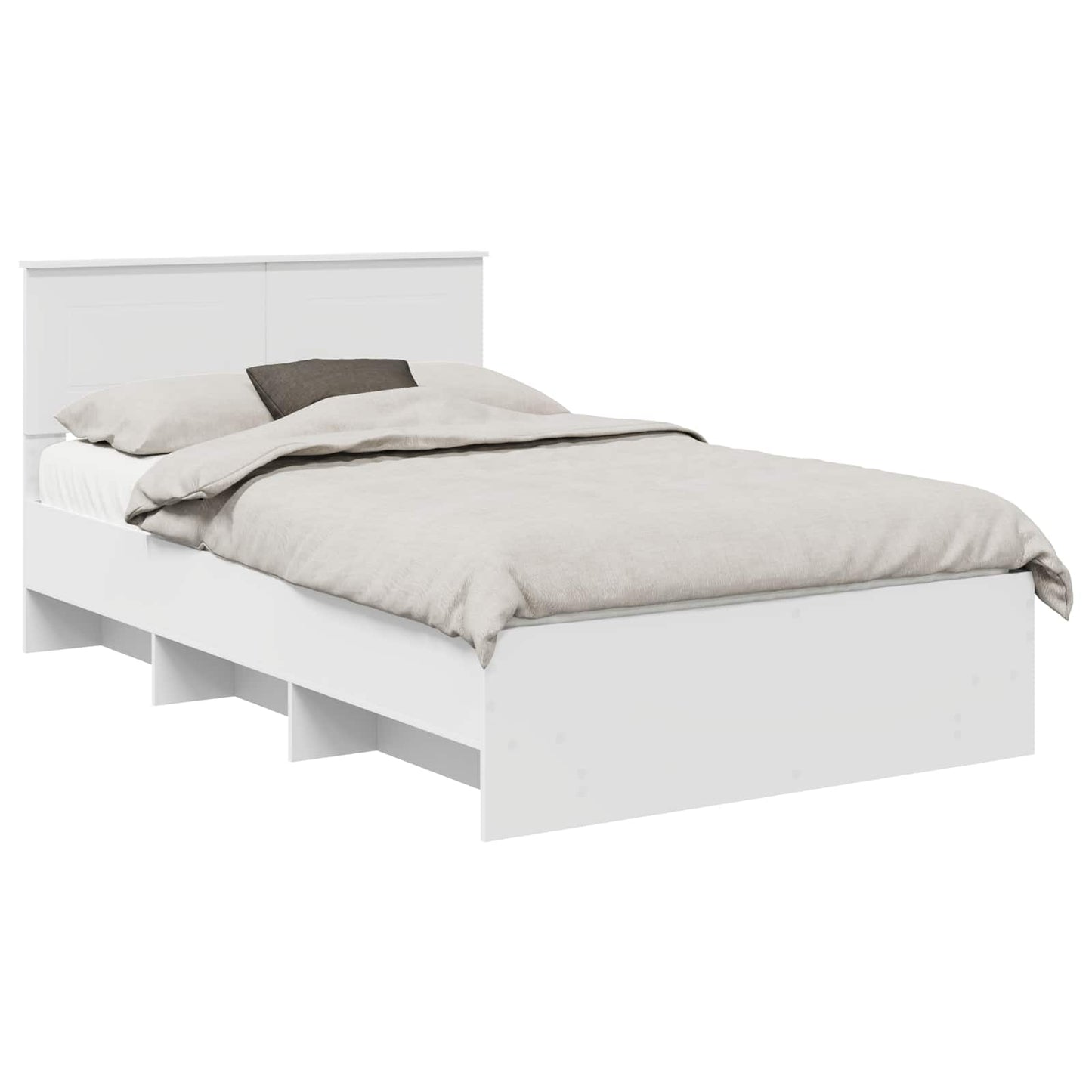 Sengestamme med hodegjerde Hvit 120 x 123 cm Konstruert tre