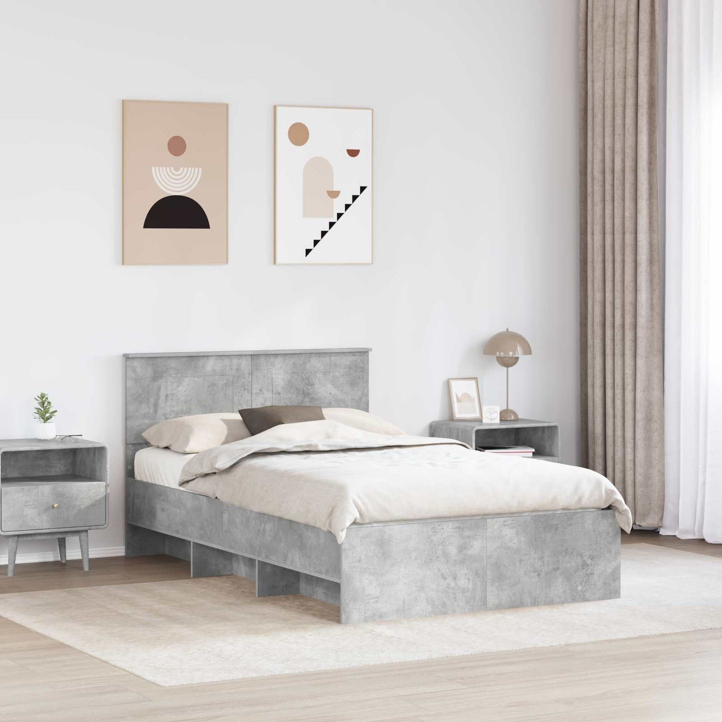 Sengestamme Betonggrå 120 x 123 cm Konstruert tre