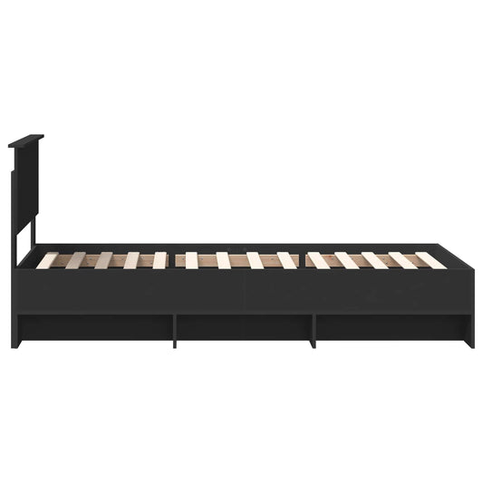 Sengestamme med hodegjerde Svart 90 x 200 cm Konstruert tre