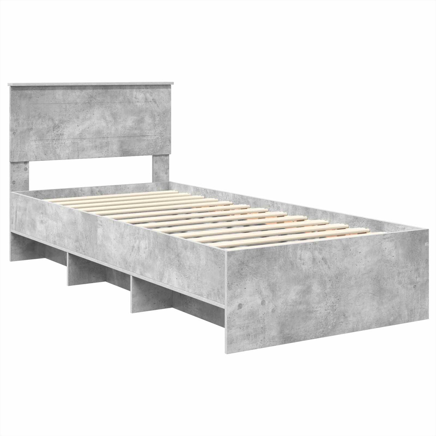 Sengestamme med hodegjerde Betonggrå 90 x 200 cm Konstruert tre