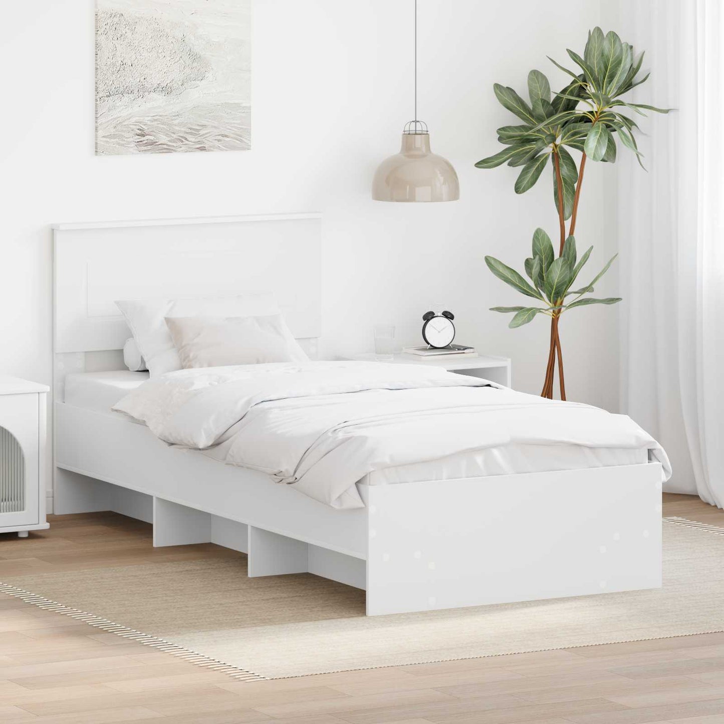 Sengestamme med hodegjerde Hvit 80 x 200 cm Konstruert tre