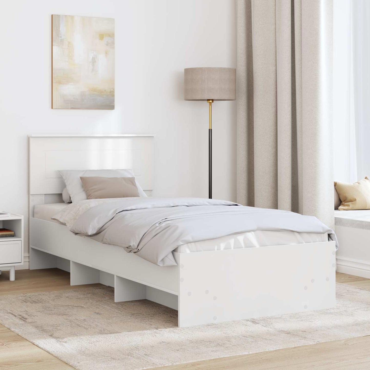 Sengestamme med hodegjerde Hvit 80 x 200 cm Konstruert tre