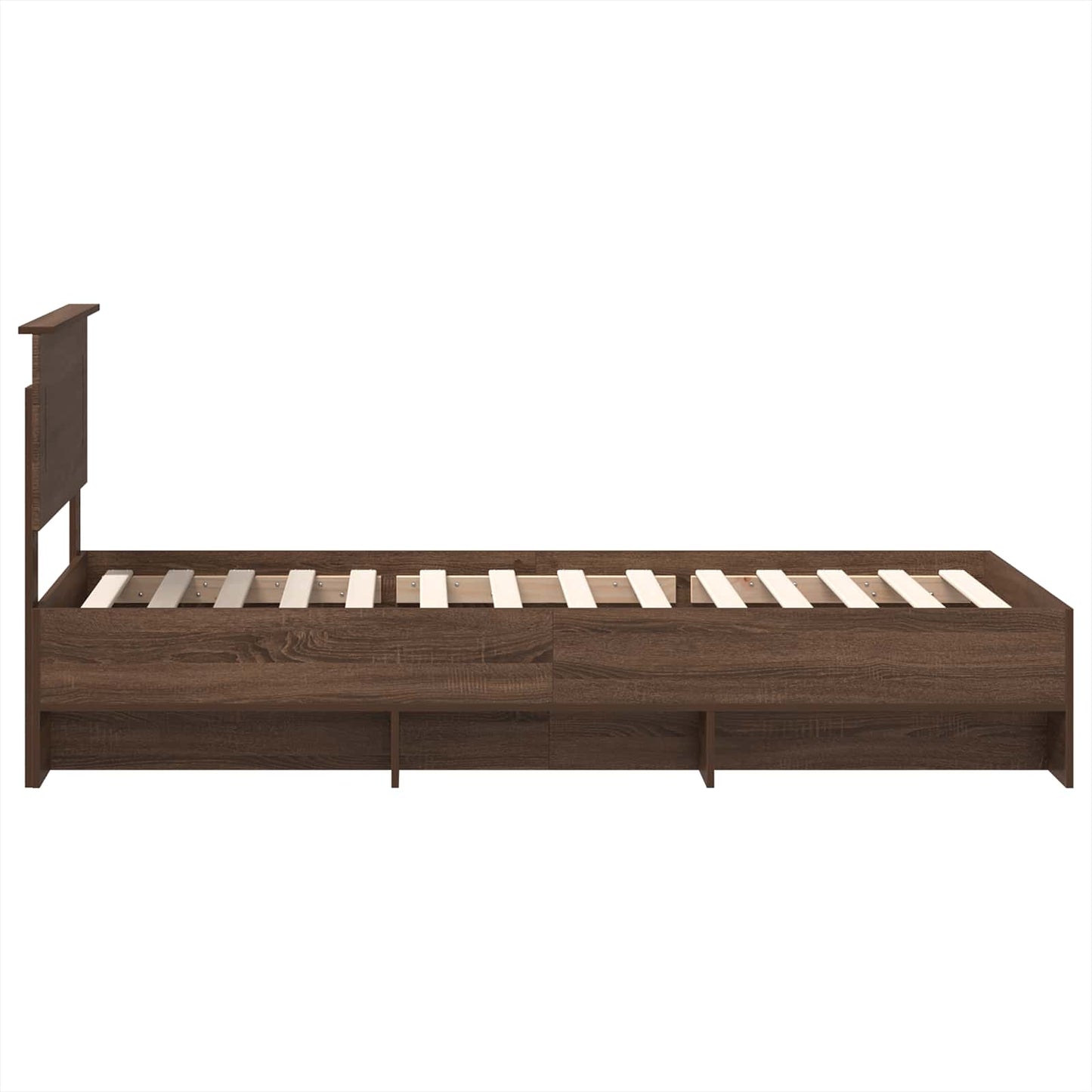 Sengestamme med hodegjerde Brun Eik 80 x 200 cm Konstruert tre