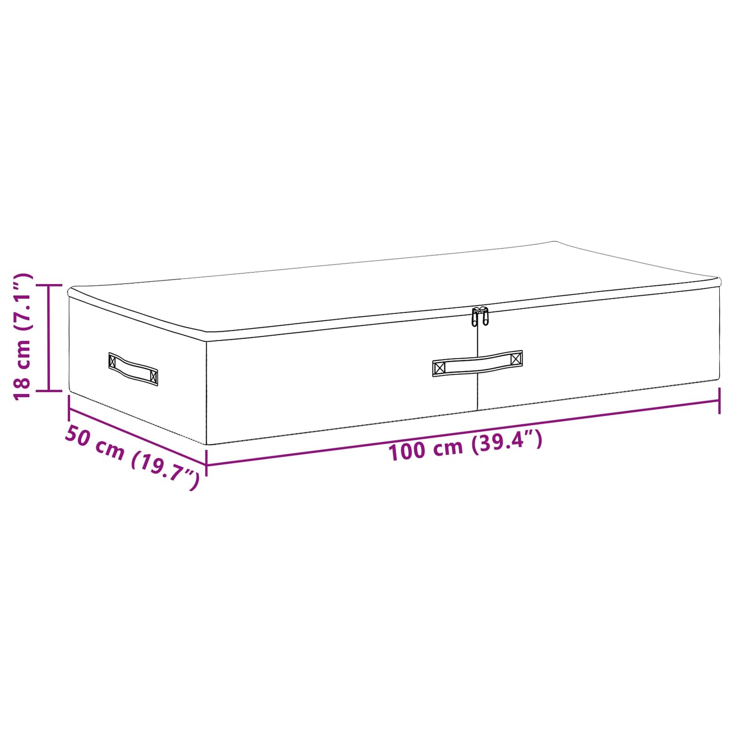 Lagringsboks 2 pcs Antrasitt 100 x 50 x 18 cm Ikke-vevd stoff