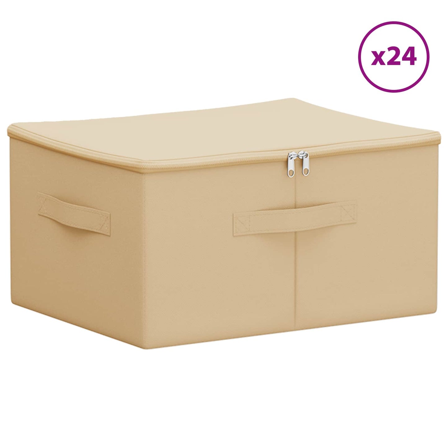 Lagringsboks 24 pcs Krem 50 x 30 x 25 cm Ikke-vevd stoff