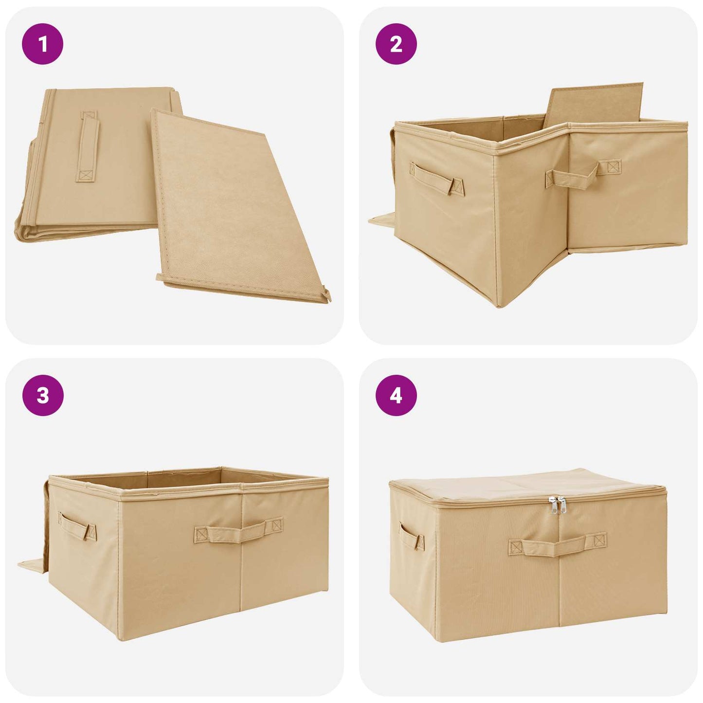 Lagringsboks Krem 55 x 35 x 32 cm Ikke-vevd stoff