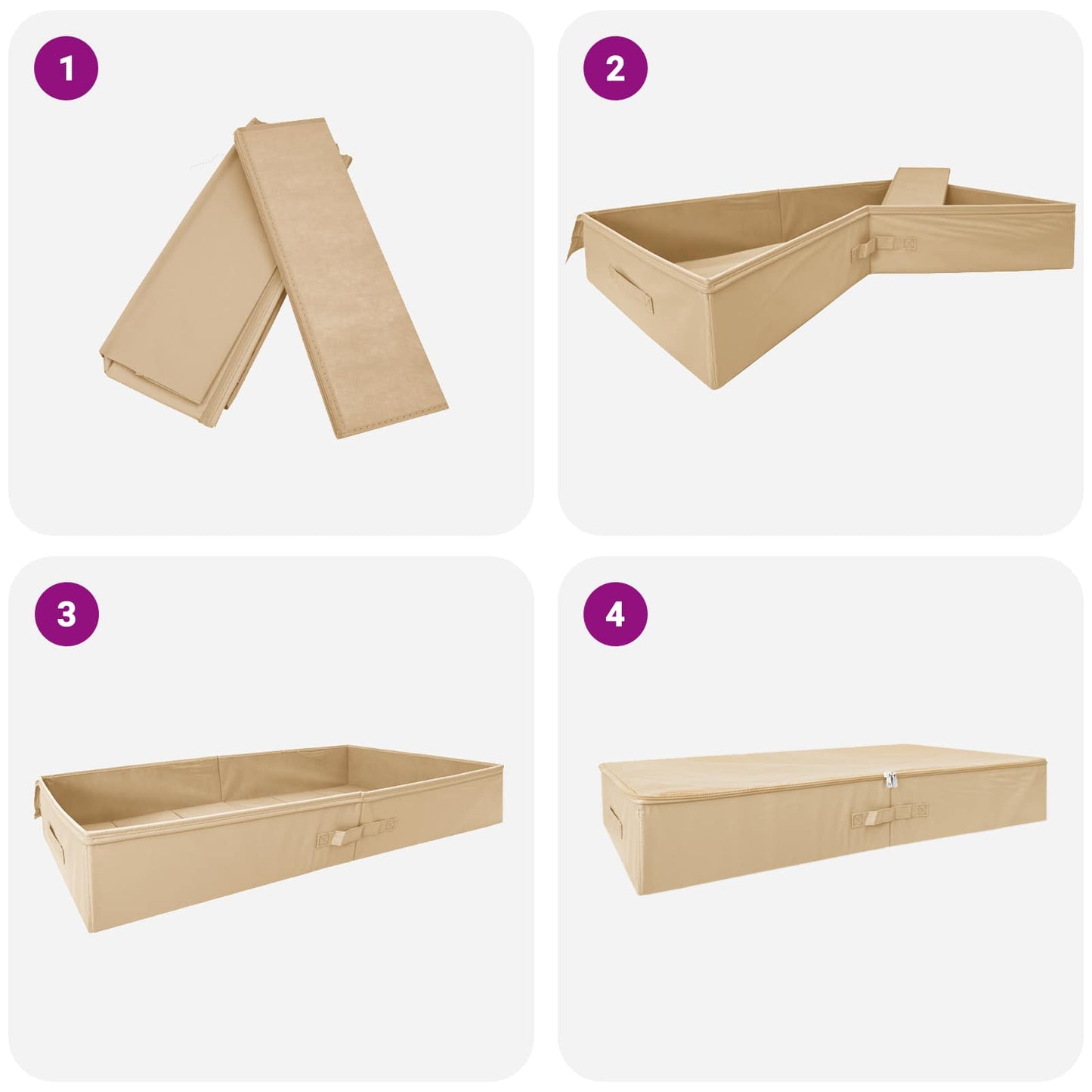 Lagringsboks 2 pcs Krem 90 x 48 x 15 cm Ikke-vevd stoff