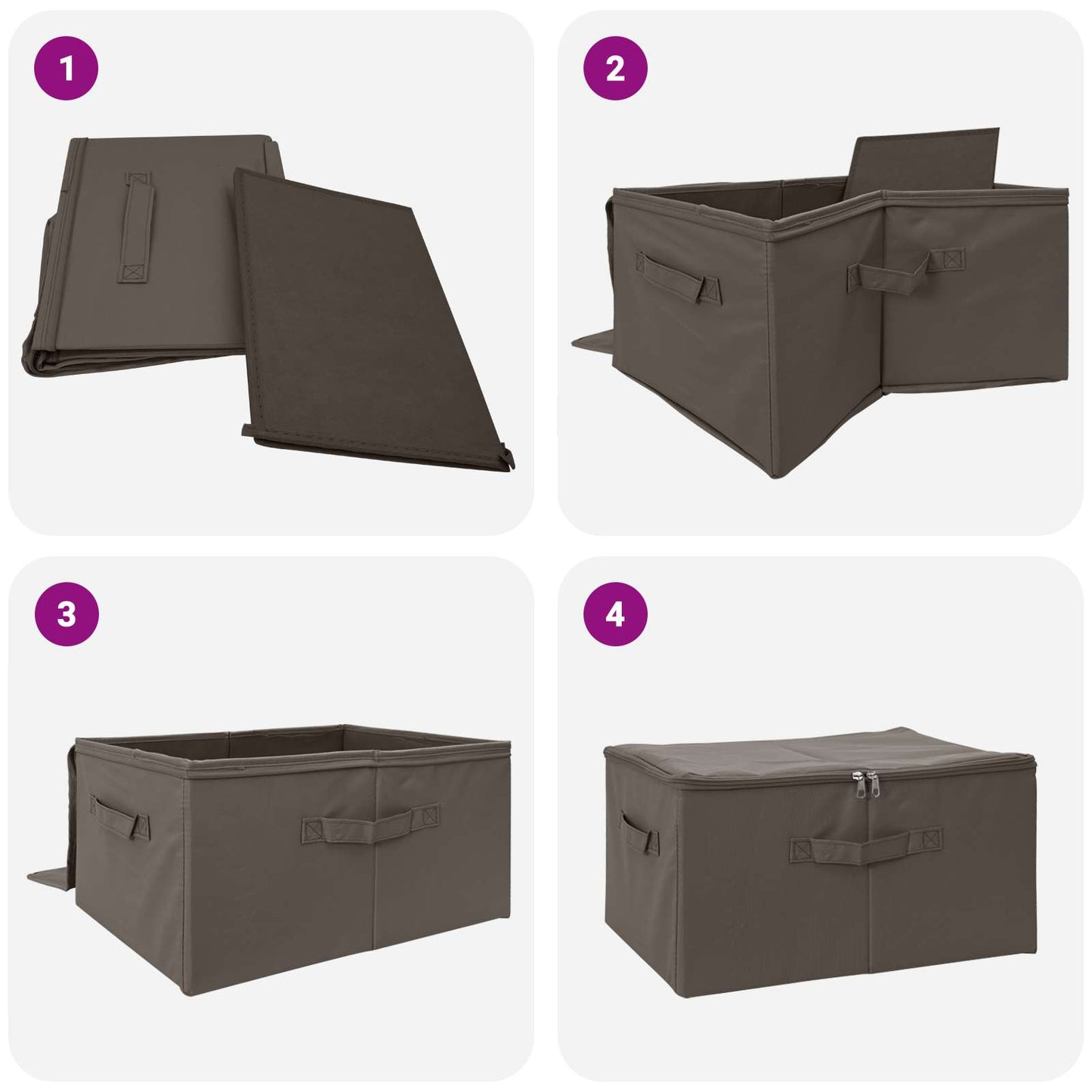 Lagringsboks 2 pcs Grå 60 x 43 x 35 cm Ikke-vevd stoff