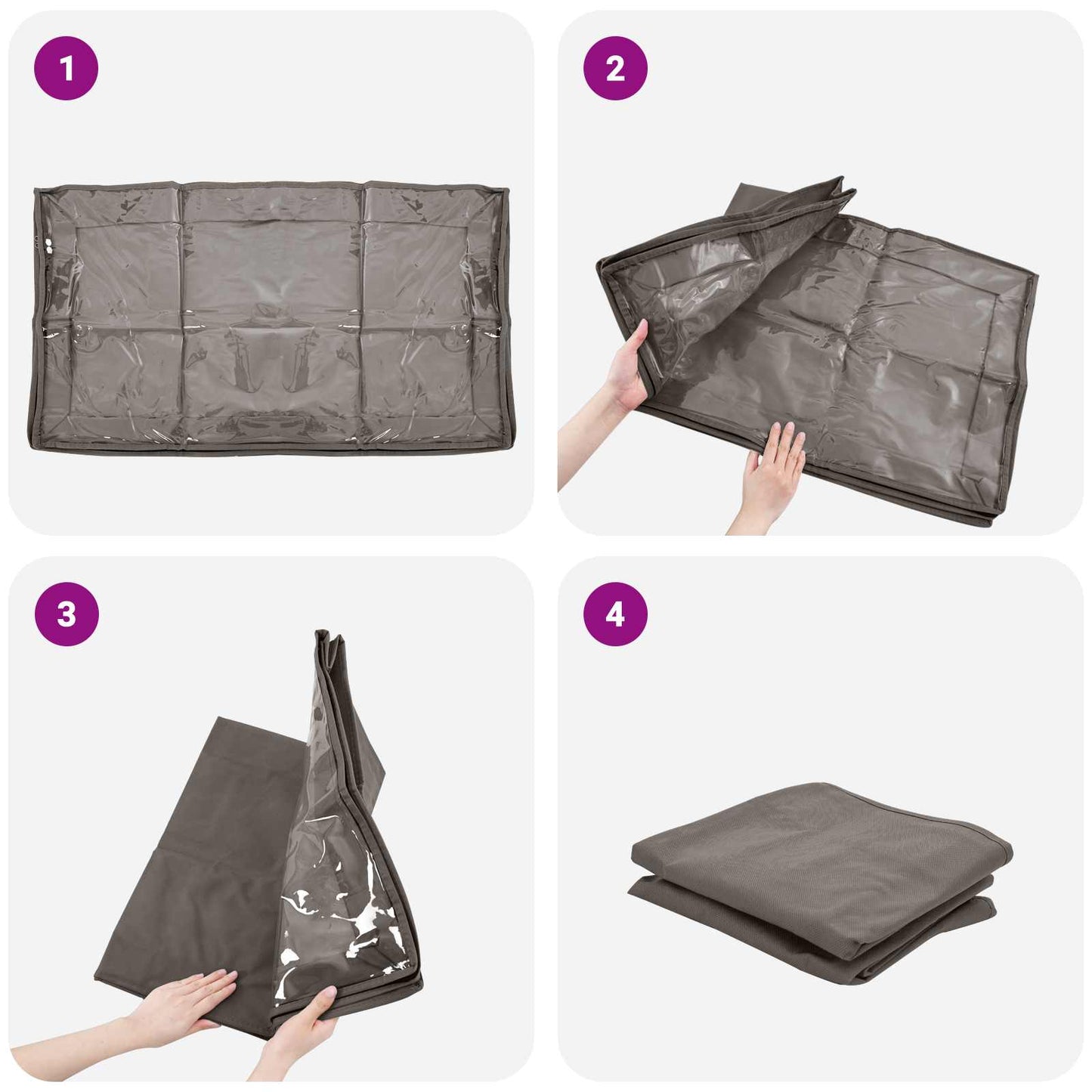 Lagerboks med gjennomsiktig toppvindu Grå 50 x 30 x 25 cm