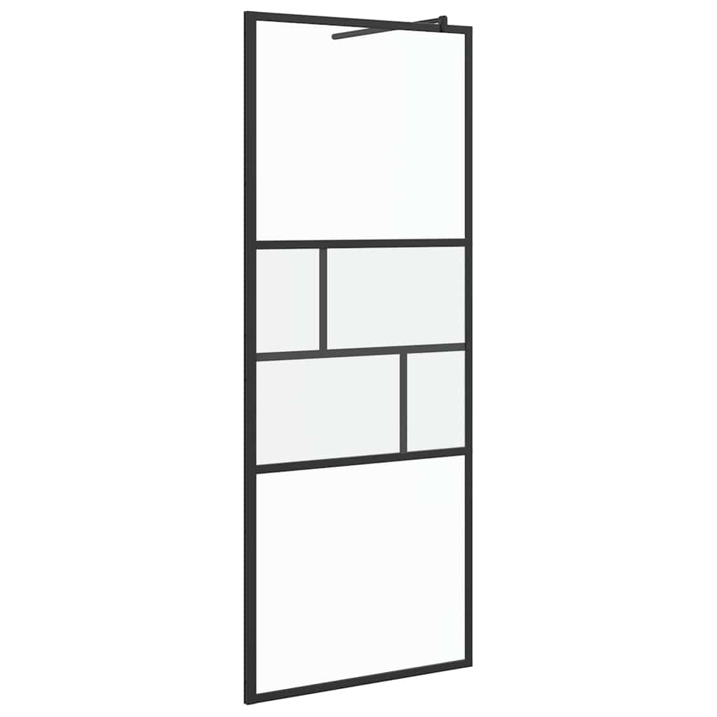 Walk-in Dusjvegg Svart 80 x 195 x 0.5 cm Glass og Aluminium