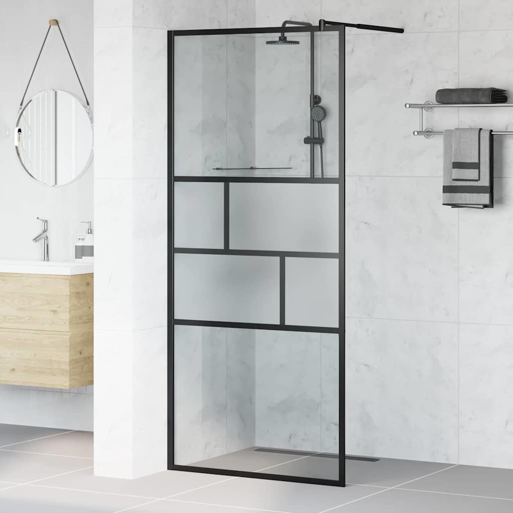 Walk-in Dusjvegg Svart 90 x 195 x 0,5 cm Glass og Aluminium