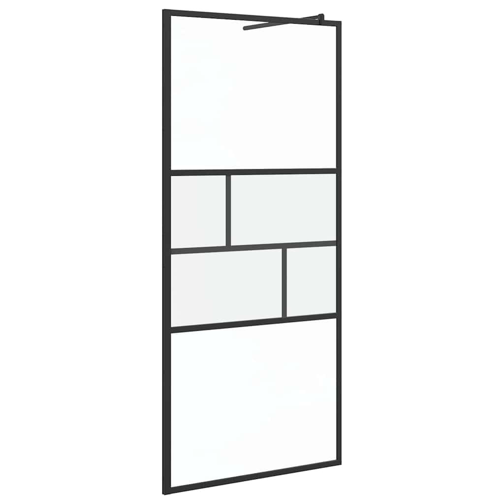 Walk-in Dusjvegg Svart 90 x 195 x 0,5 cm Glass og Aluminium