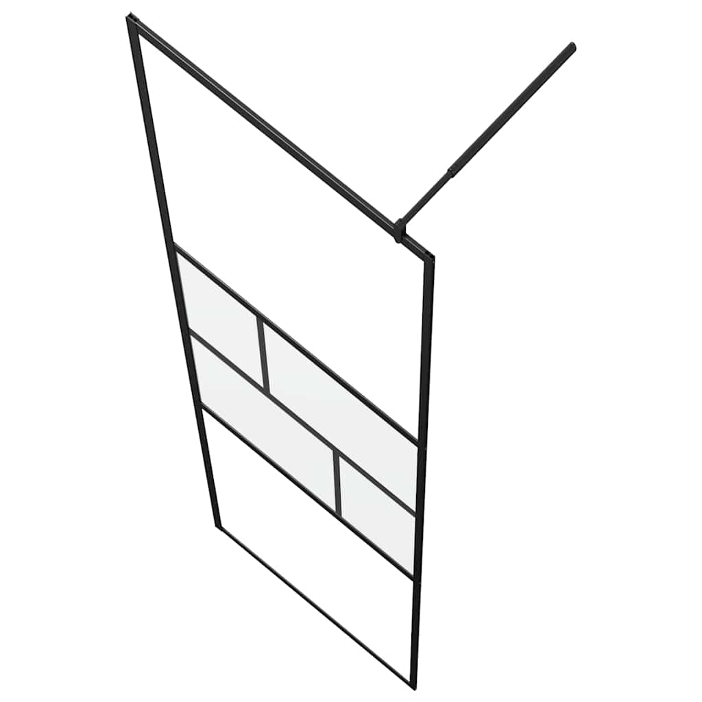 Walk-in Dusjvegg Svart 100 x 195 x 0,5 cm Glass og Aluminium