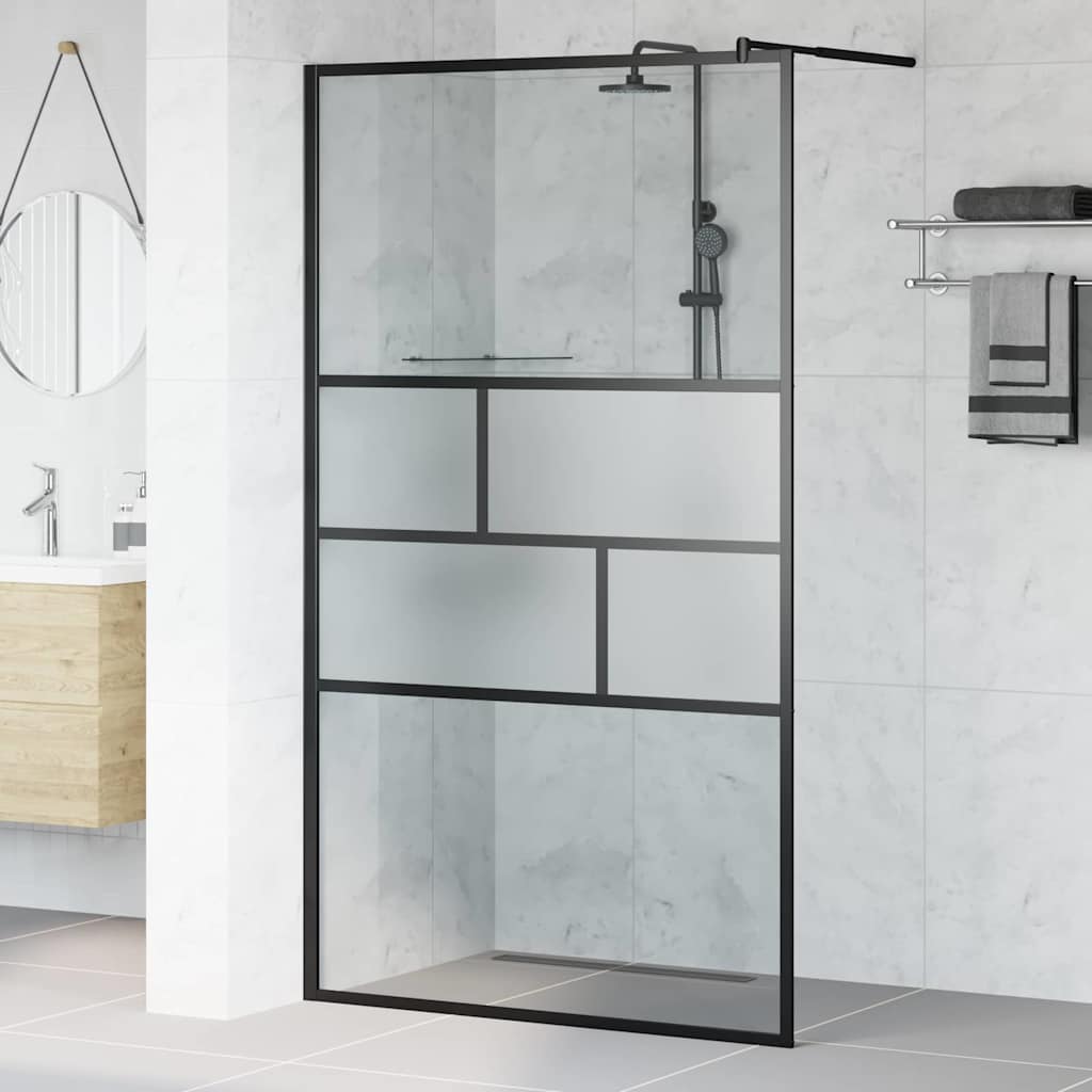 Walk-in Dusjvegg Svart 115 x 195 x 0,5 cm Glass og Aluminium