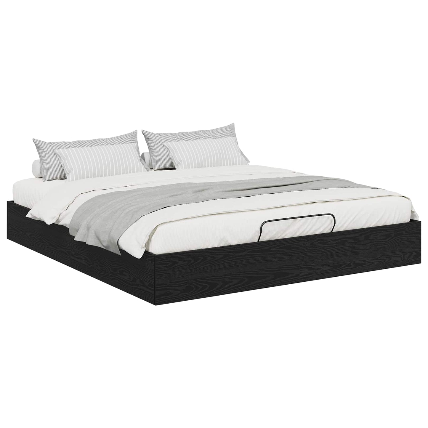 Ottoman sengeramme Svart Eik 203 x 180 x 25 cm Konstruert tre