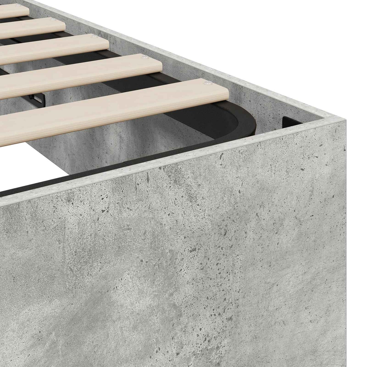 Ottoman sengeramme Betong 203 x 180 x 25 cm Konstruert tre
