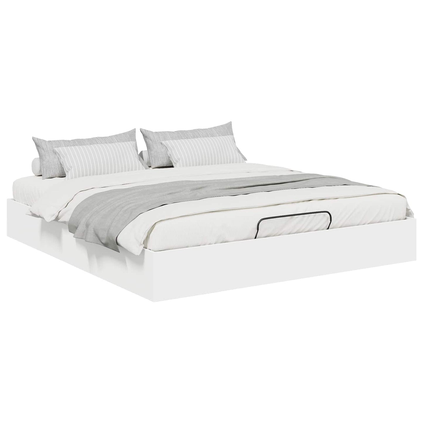 Ottoman sengeramme Hvit 203 x 160 x 25 cm Konstruert tre