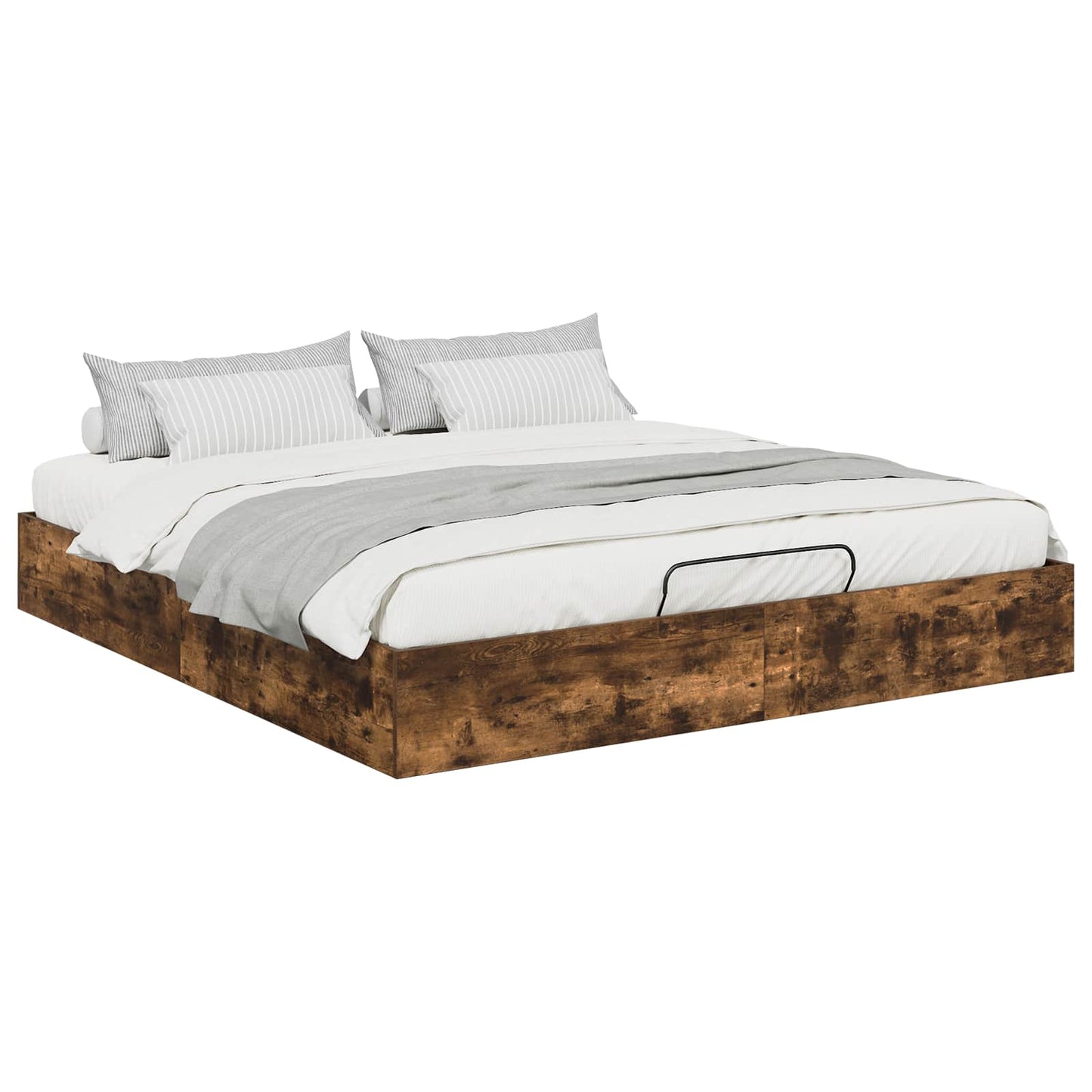 Ottoman sengeramme Røkt Eik 203 x 160 x 25 cm Konstruert tre