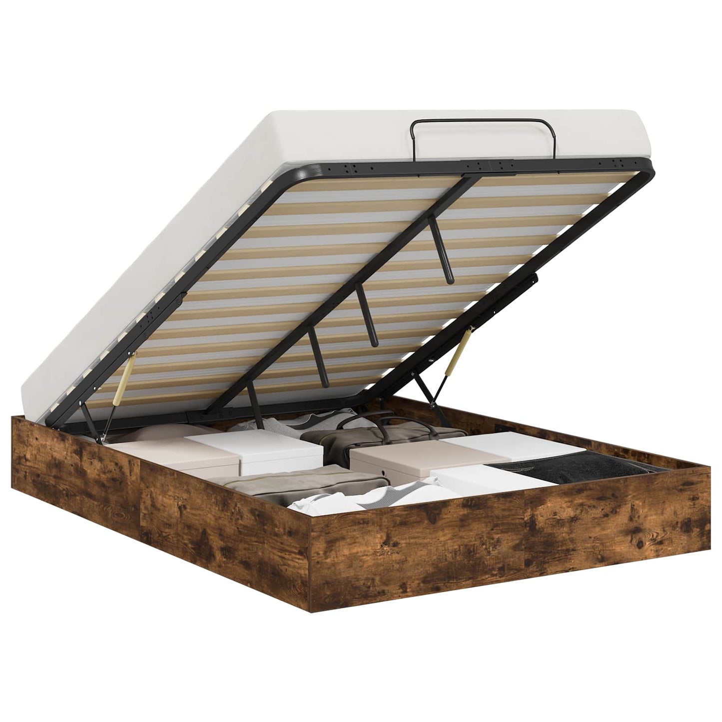 Ottoman sengeramme Røkt Eik 203 x 140 x 25 cm Konstruert tre