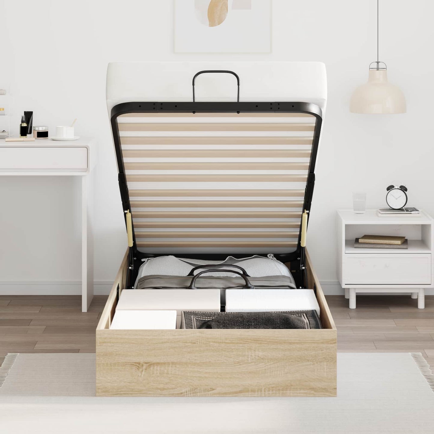 Ottoman sengeramme Sonoma eik 203 x 90 x 25 cm Konstruert tre