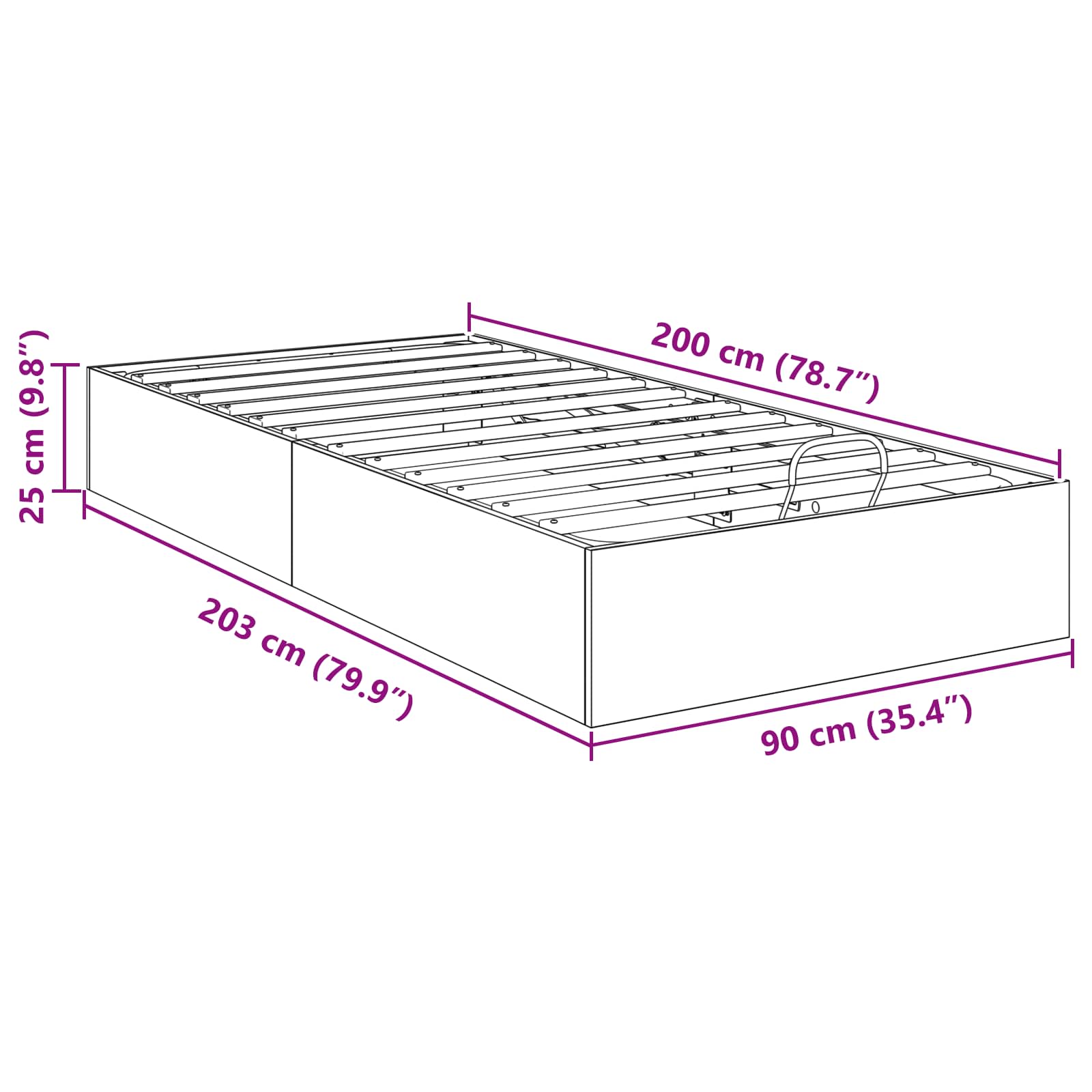 Ottoman sengeramme Gammelt tre 193 x 120 x 25 cm Sponplate vidaXL