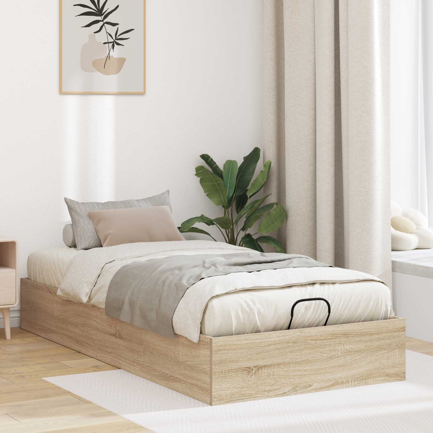 Ottoman sengeramme Sonoma eik 203 x 80,5 x 25 cm Konstruert tre