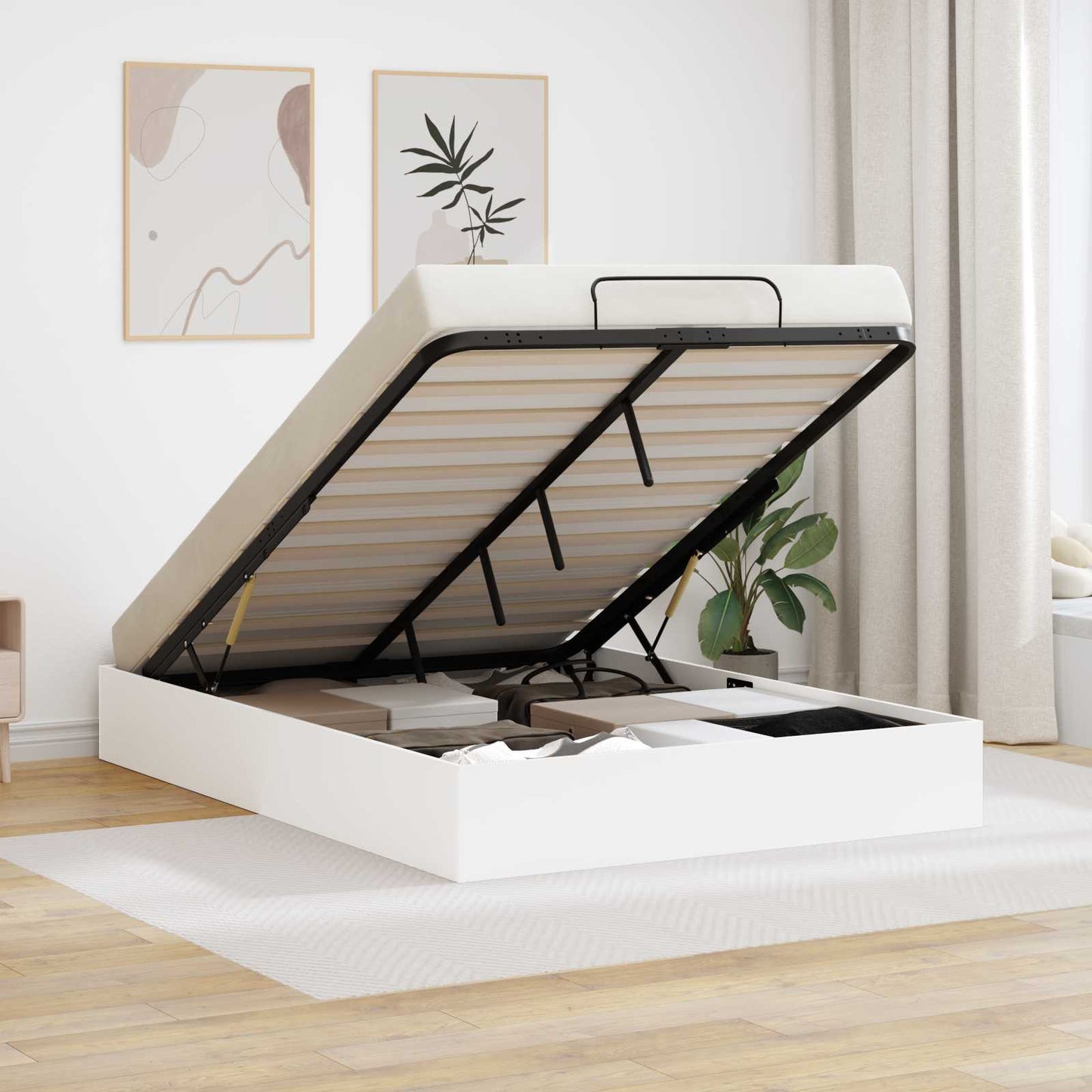 Ottoman sengeramme Hvit 193 x 120 x 25 cm Konstruert tre
