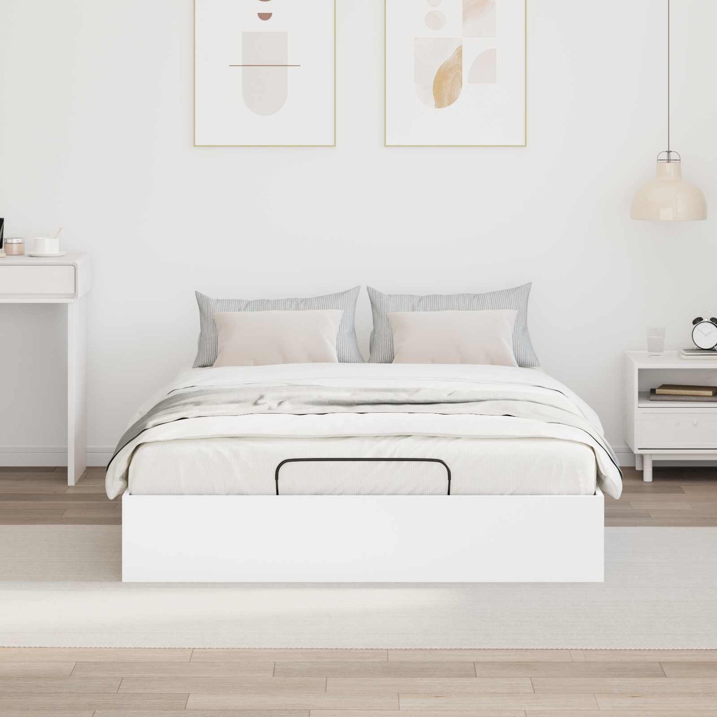 Ottoman sengeramme Hvit 193 x 120 x 25 cm Konstruert tre