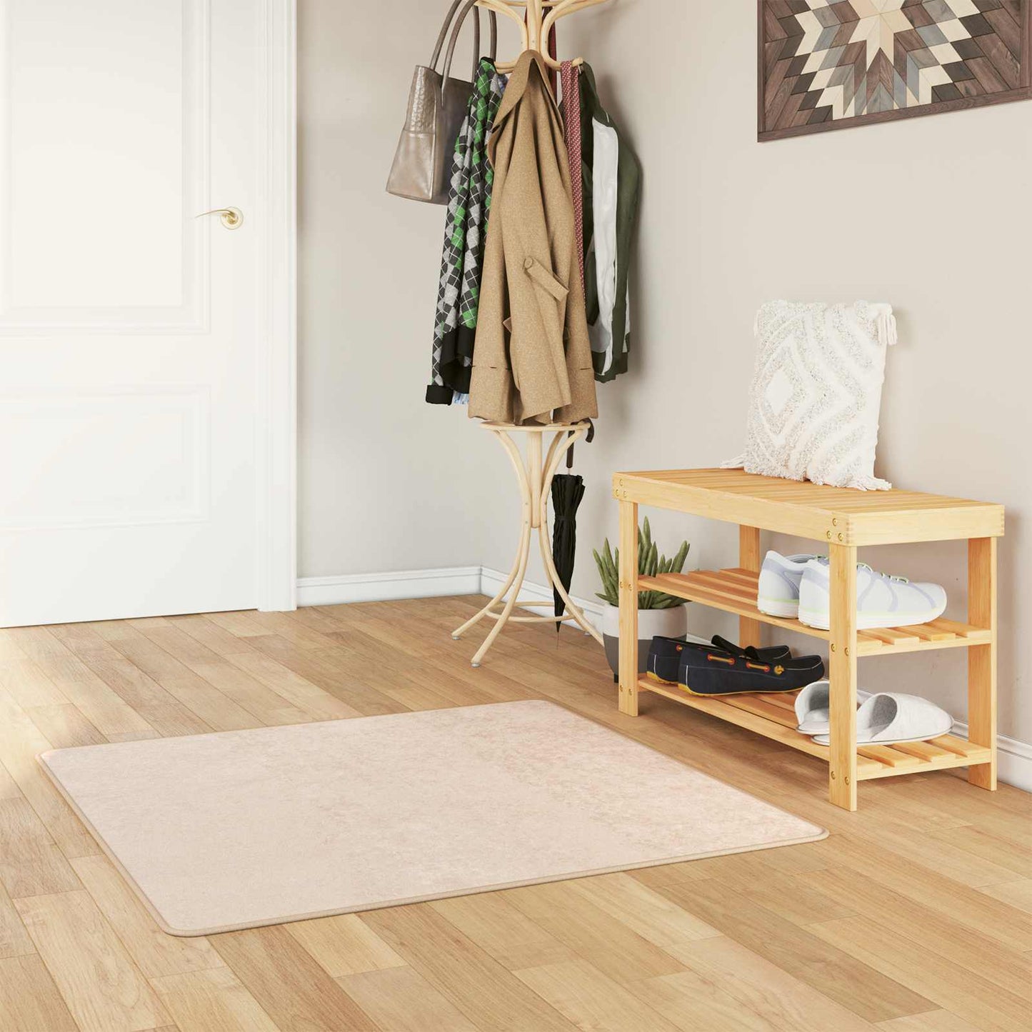 Teppe Print Krem 100 x 100 cm Polyester og PVC vidaXL