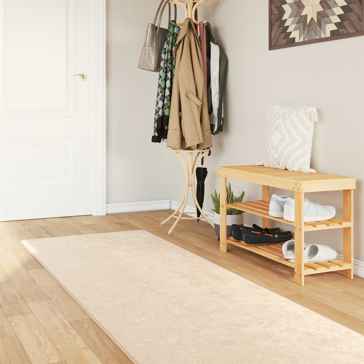 Teppe Print Krem 450 x 100 cm Polyester og PVC vidaXL
