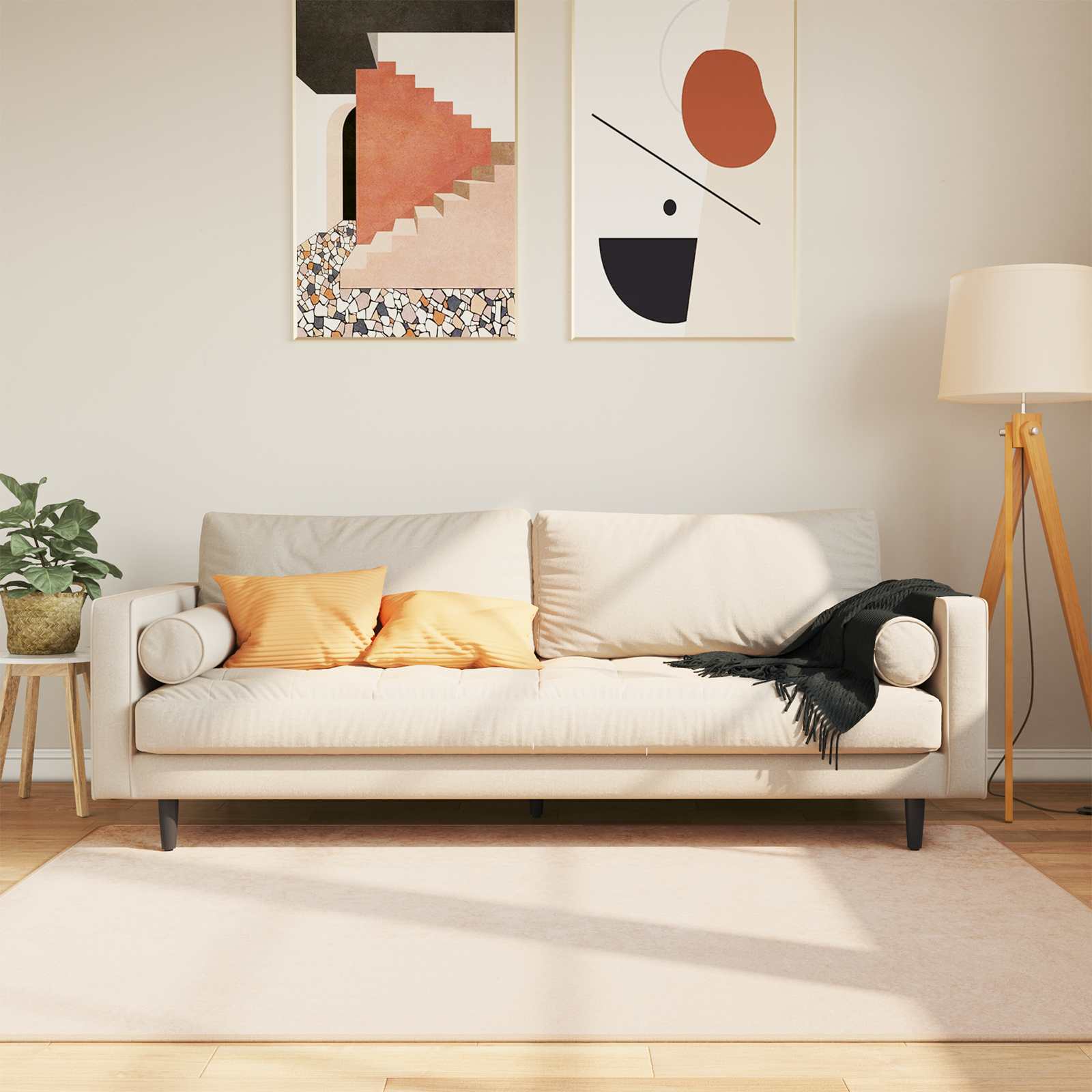 Teppe Print Krem 170 x 120 cm Polyester og PVC vidaXL
