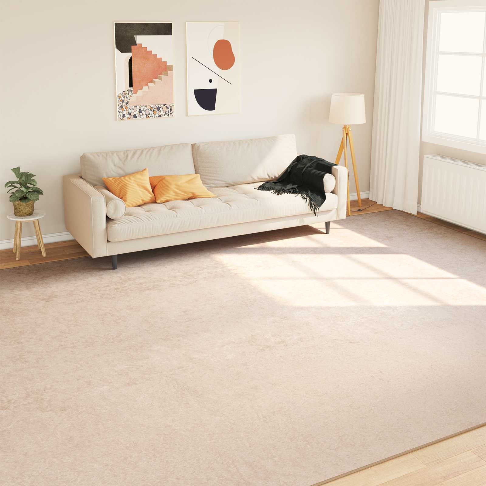 Teppe Print Krem 400 × 300 cm Polyester og PVC vidaXL