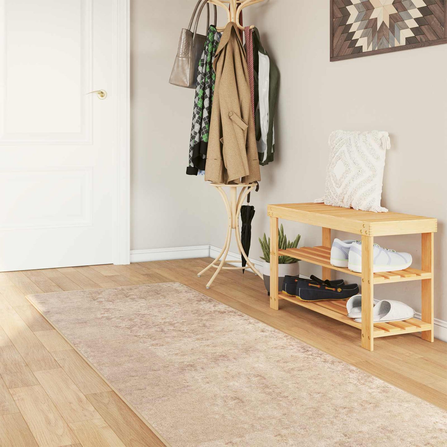 Teppe Runner MARSA Beige 80 x 450 cm Polyester og PVC
