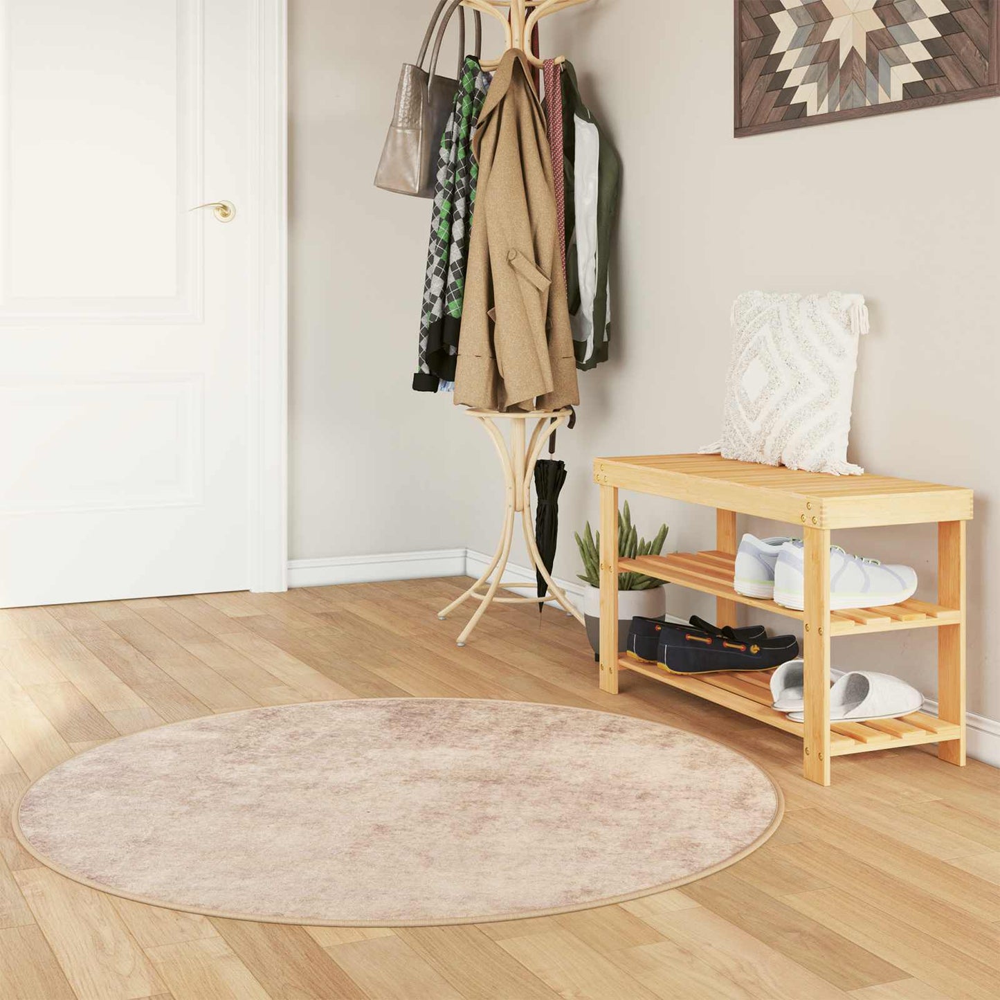Teppe Runner MARSA Beige 120 x 120 cm Polyester og PVC