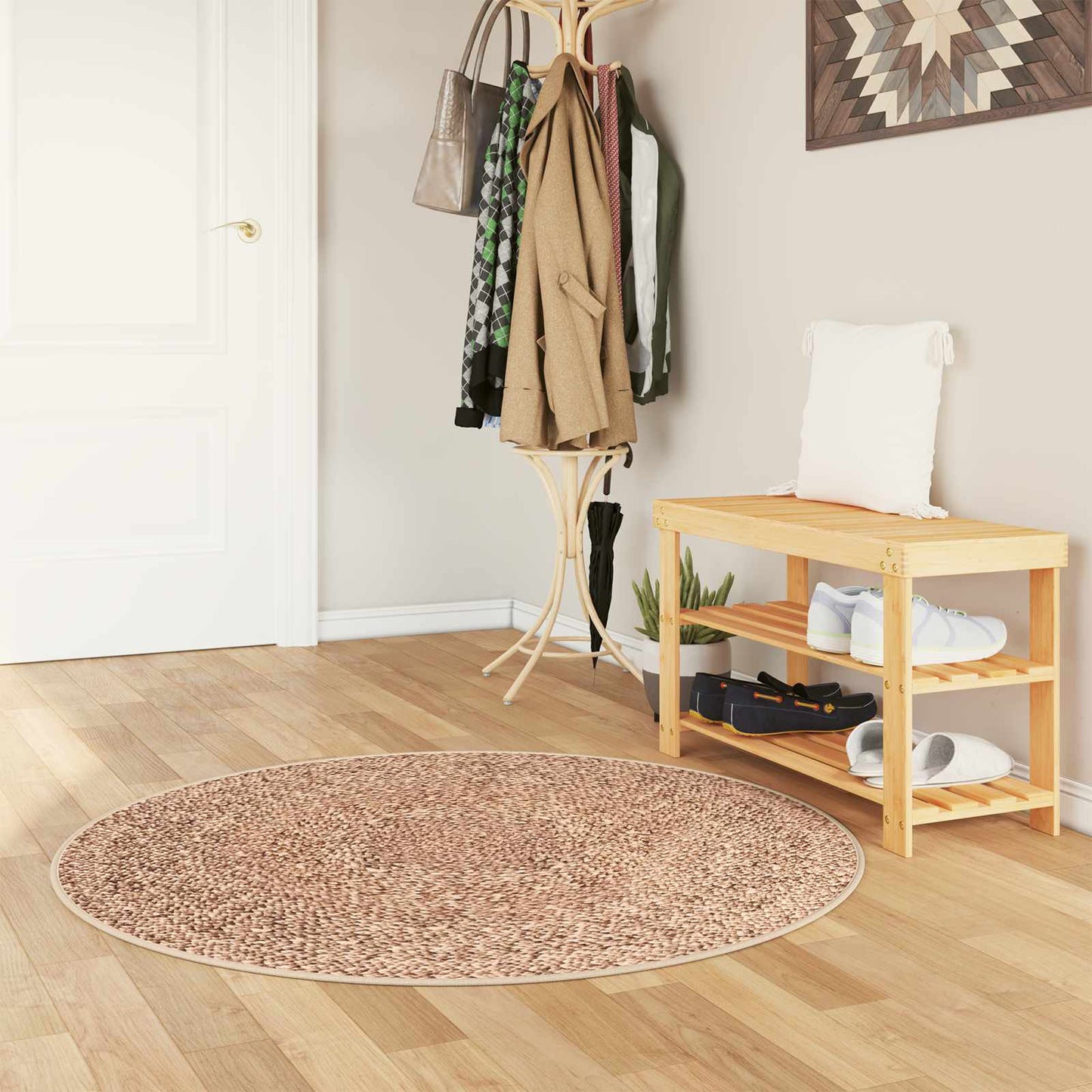Teppe Runner MARSA Gul 120 x 120 cm Polyester og PVC