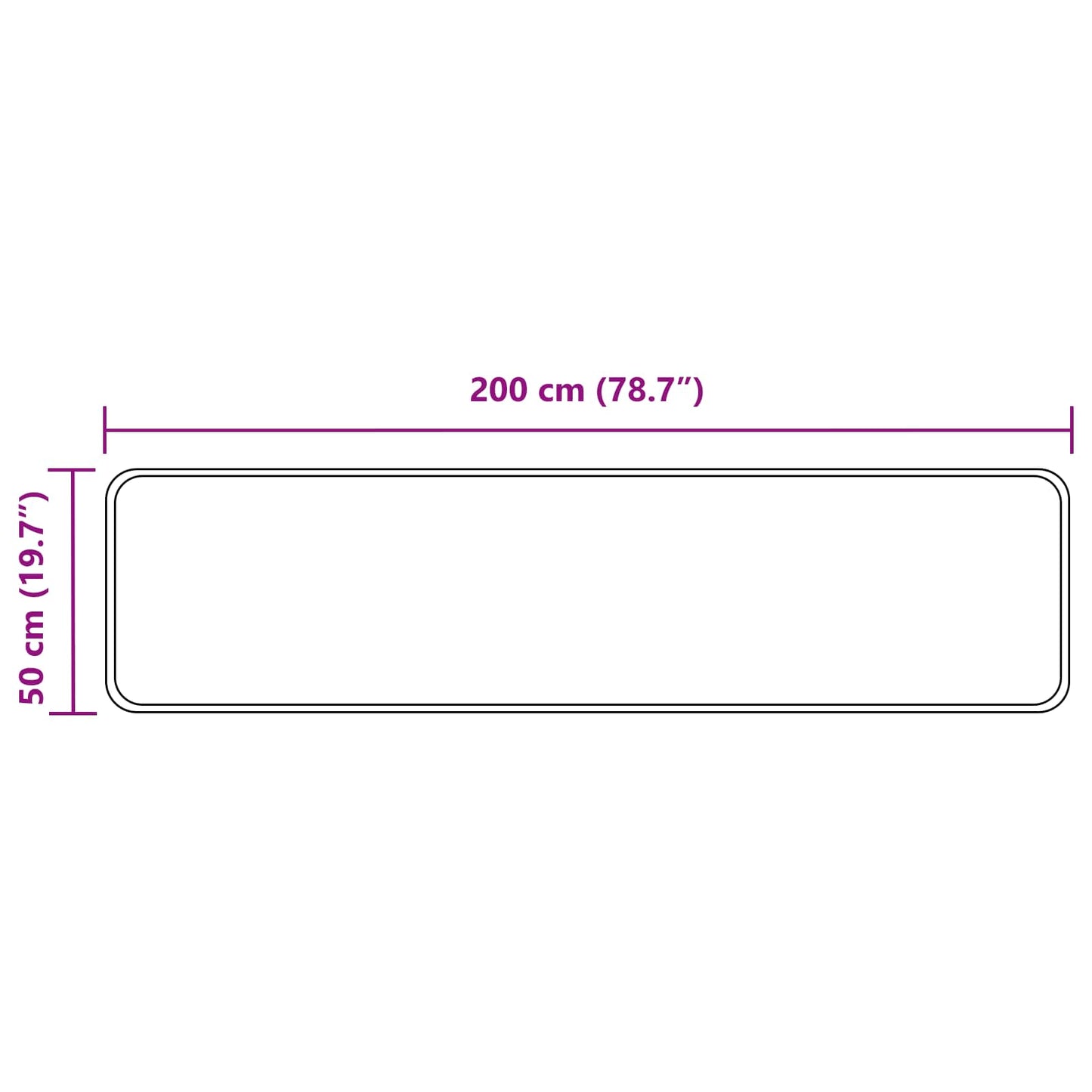 Teppe Runner MARSA Svart 50 x 200 cm Polyester og PVC