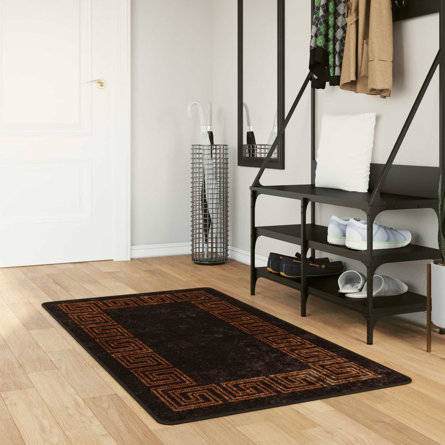 Teppe Runner MARSA Svart 80 x 200 cm Polyester og PVC