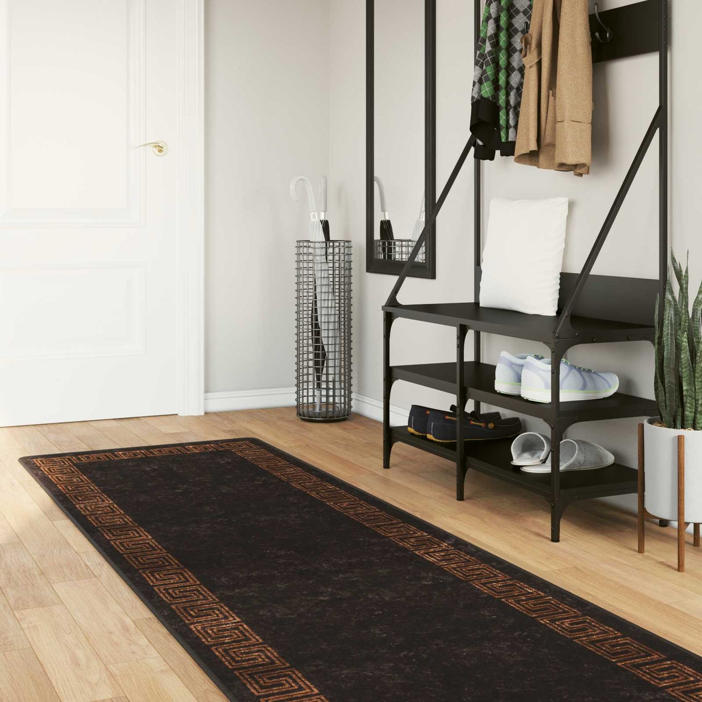 Teppe Runner MARSA Svart 100 x 400 cm Polyester og PVC