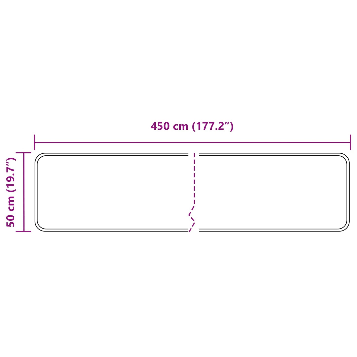 Teppe Runner MARSA Svart 50 x 450 cm Polyester og PVC