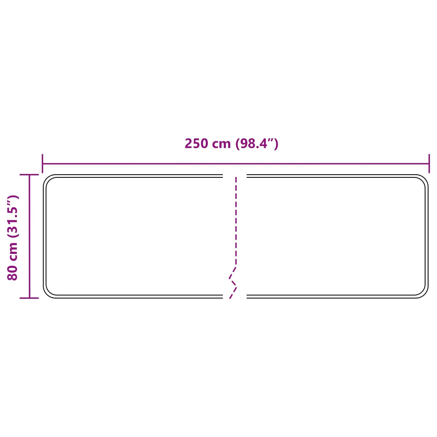 Teppe Runner MARSA Svart 80 x 250 cm Polyester og PVC