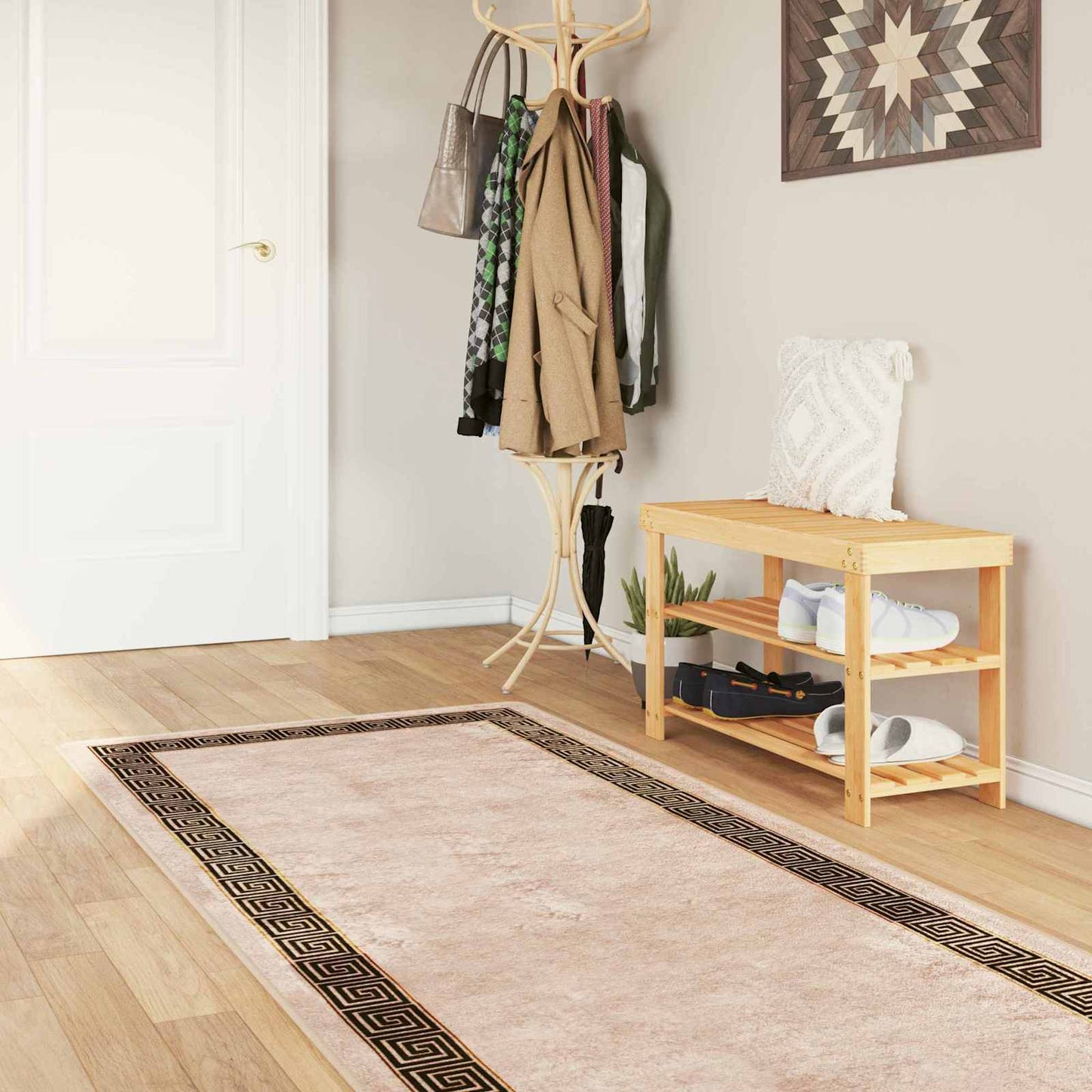 Teppe Runner MARSA Svart 80 x 350 cm Polyester og PVC