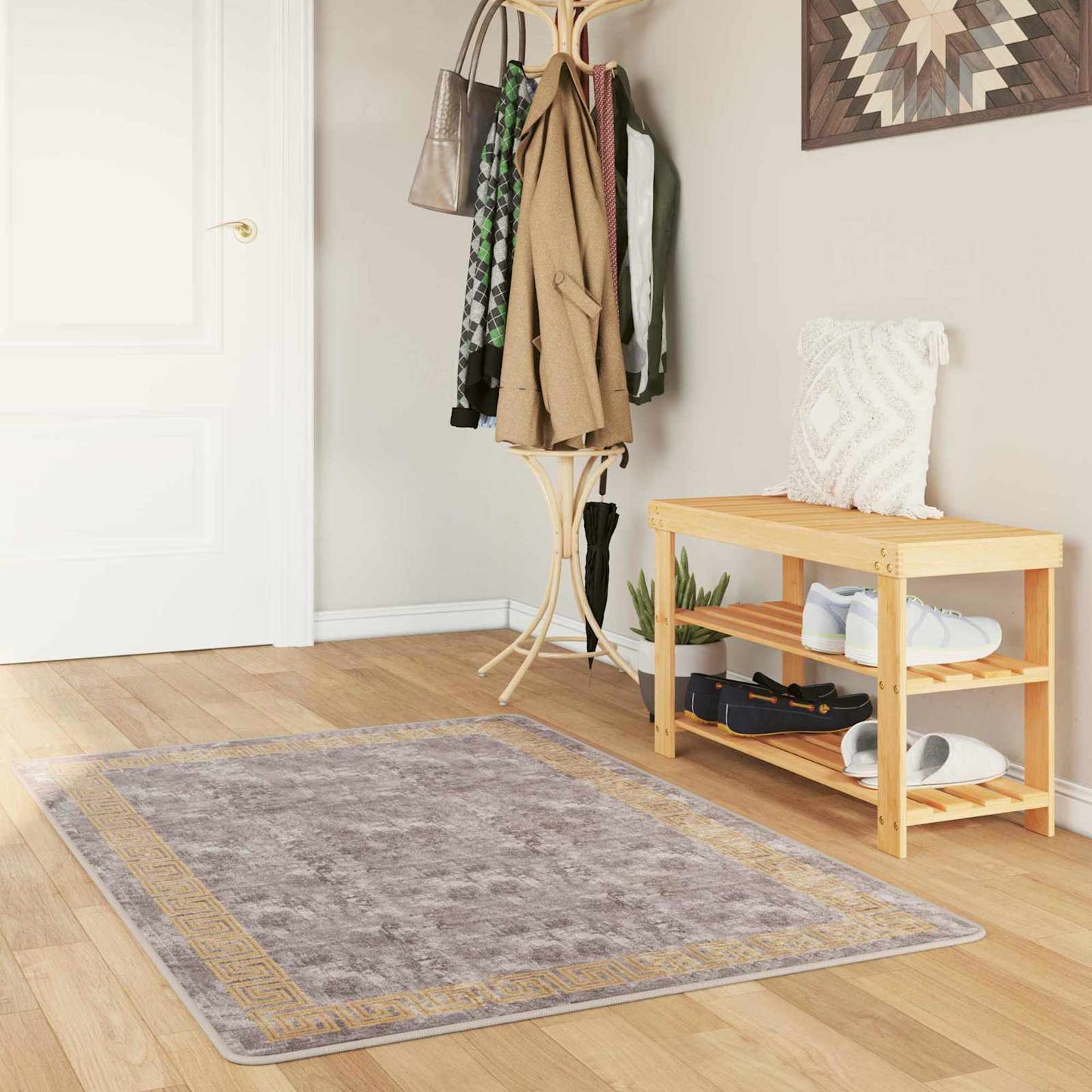 Teppe Runner MARSA Grå 100 x 200 cm Polyester og PVC