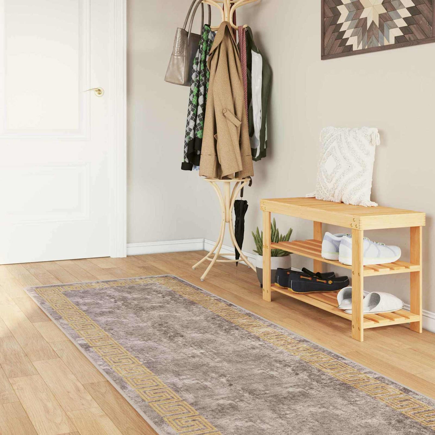 Teppe Runner MARSA Grå 100 x 400 cm Polyester og PVC