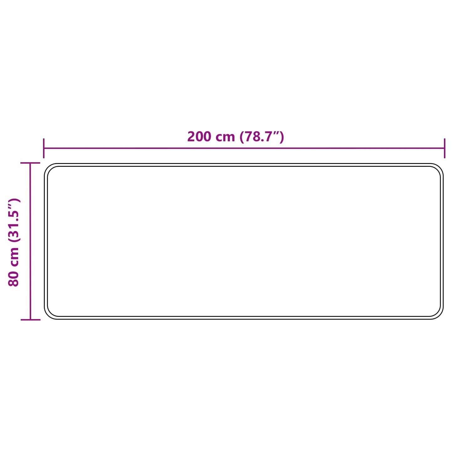 Teppe Runner MARSA Svart 80 x 200 cm Polyester og PVC